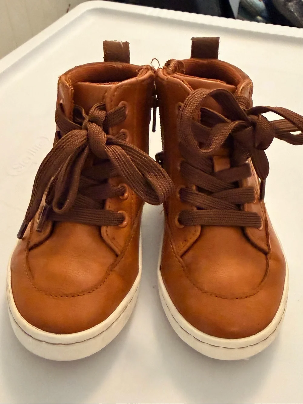 Kids Brown High-Top Sneakers - Casual Lace-Up